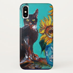ETUI iPhone Case-Mate SOUCHES AVEC CHAT NOIR EN TURQUOISE BLEUE