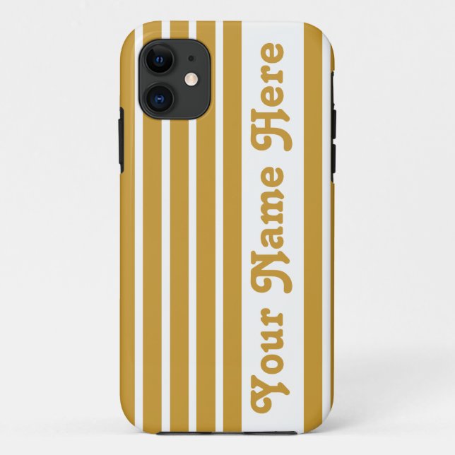 Coques Case-Mate iPhone Soudan Brown Safari Stripe avec le nom (Dos)