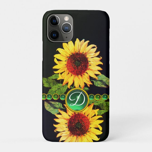 COQUES Case-Mate iPhone SOUFFLE, EMERALD GREEN GEMSTONES MONOGRAMME FLORAL (Dos)