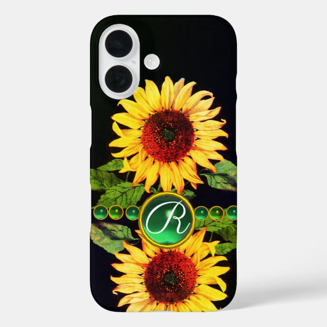 COQUES Case-Mate iPhone SOUFFLE, EMERALD GREEN GEMSTONES MONOGRAMME FLORAL (Verso)