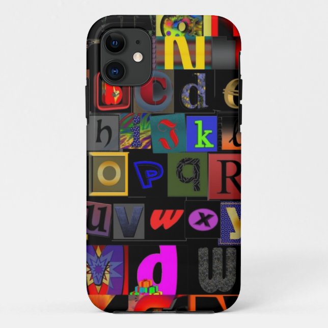 Coques Case-Mate iPhone Soupe Alphabet, lettres mosaïque design, colorfu a (Dos)