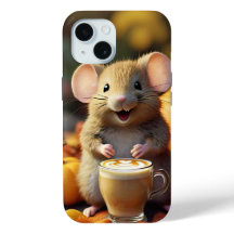 Souris adorable avec latte dans l'automne iPhone 1