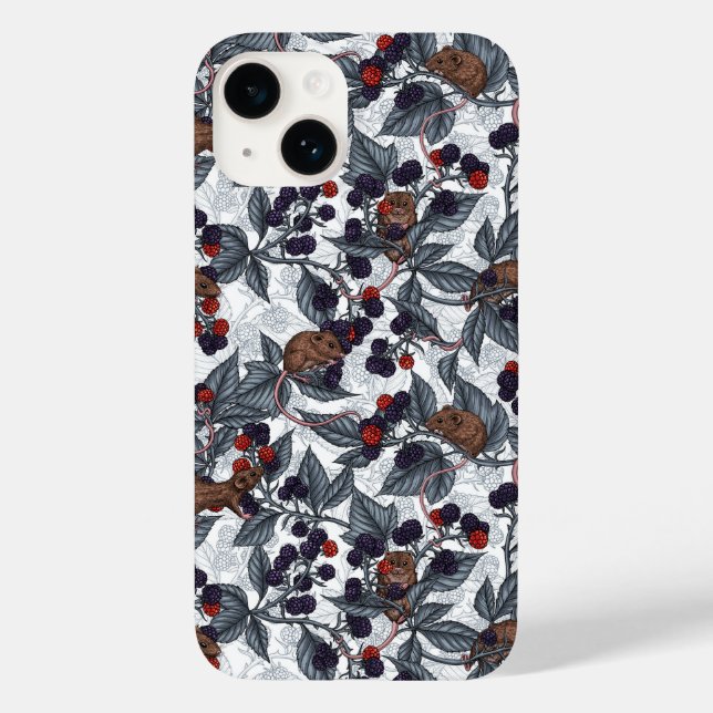 Coques Case-Mate iPhone Souris et mûres sur blanc (Verso)