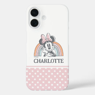 Coque Pour iPhone 16 Souris Minnie personnalisée Arc-en-ciel