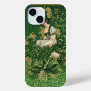 Coque Pour iPhone 15 Souvenir vintage de la Saint Patrick, Lass irlanda