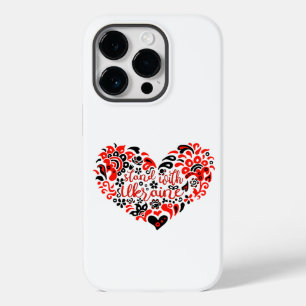 Coque Pour iPhone 14 Pro Soyez avec l'Ukraine lettrage et coeur
