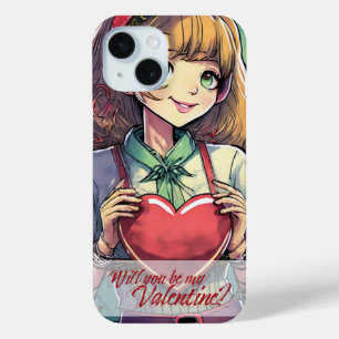 Coque Pour iPhone 15 Soyez ma Saint-Valentin dans le style Manga 33419