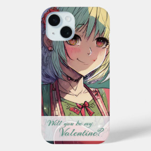 Coque Pour iPhone 15 Soyez ma Saint-Valentin dans le style Manga 33420