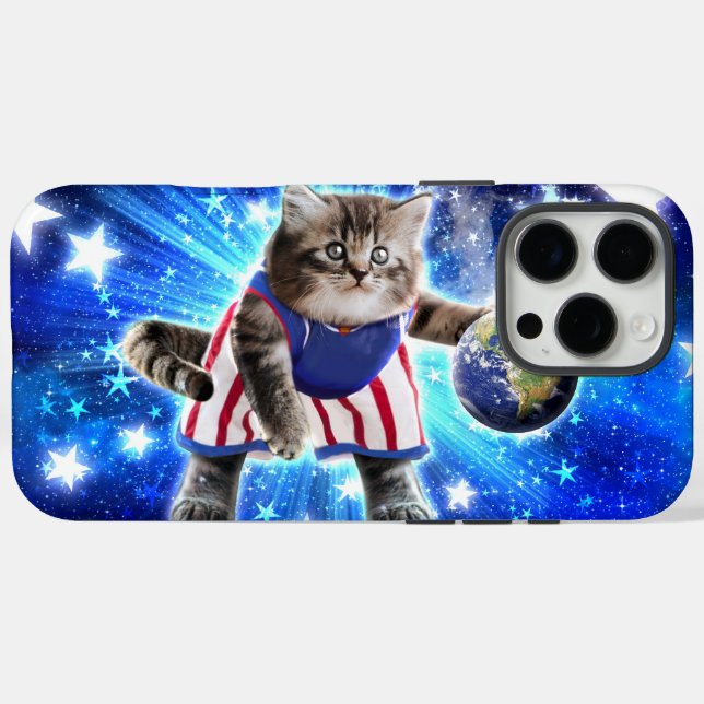Coques Case-Mate iPhone Space cat jouant au basket (Verso (horizontal))