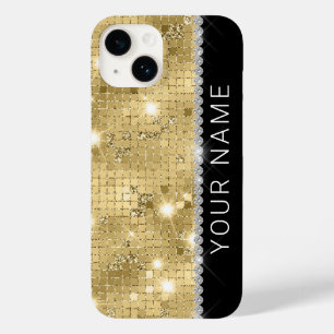 Coque Pour iPhone 14 Sparkle Gold Parties scintillant Nom personnalisé