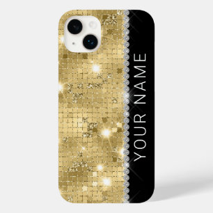 Coque Pour iPhone 14 Plus Sparkle Gold Parties scintillant Nom personnalisé