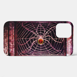 Coques Pour iPhone SPIDER ET WEB Rouge Ruby Gemstone Noir