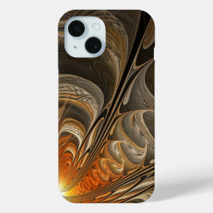 Coque Pour iPhone 15 Spirale Orange et Or Abstrait moderne