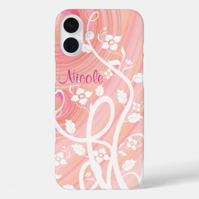 Coques Case-Mate iPhone Spirales de Pêche et rose, Filigree et Fleurs (Verso)