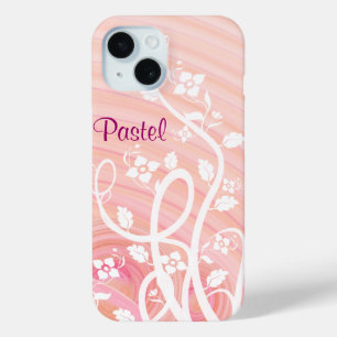 Coque Pour iPhone 15 Spirales roses et poivrées, fleurs et fleurs