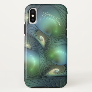 Coque Case-Mate Pour iPhone Spirales Turquoise Beige Vert Abstrait Fractal Art