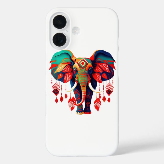 Coques Case-Mate iPhone Spiritual Elephant with Red Feathers (Verso)