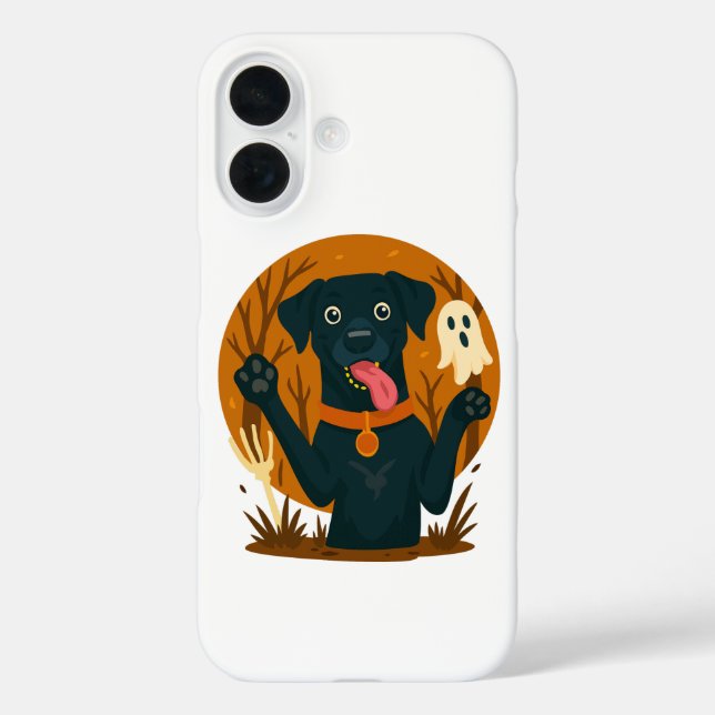 Coques Case-Mate iPhone Spooky Cute Black Dog with Ghost  (Verso)