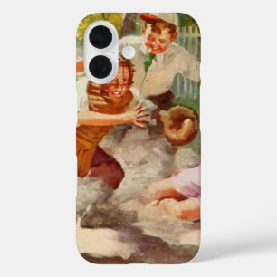 Coque Pour iPhone 16 Sports Vintage, Les Enfants Jouent au Baseball ave