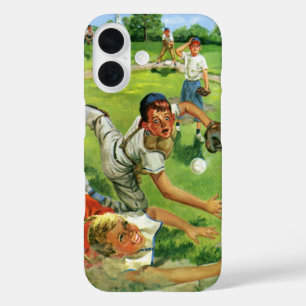 Coque Pour iPhone 16 Sports vintages Baseball, Équipes Enfants Jouer