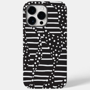 Coque Pour Pour iPhone 14 Pro Max Spots et bandes 2 en blanc sur noir