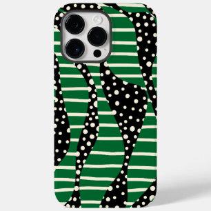 Coque Pour Pour iPhone 14 Pro Max Spots et bandes 2 - Vert, Crème et Noir