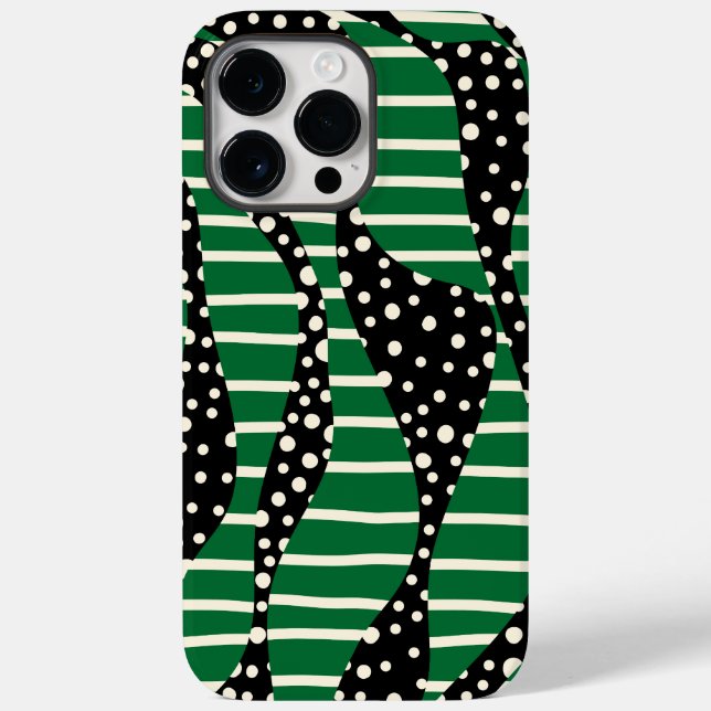 Coques Case-Mate iPhone Spots et bandes 2 - Vert, Crème et Noir (Verso)