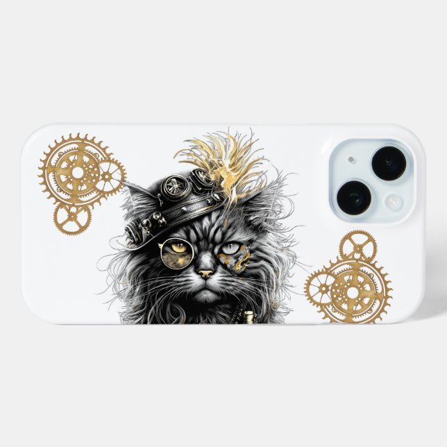 Coques Case-Mate iPhone Spunky Paws Le Chat Steampunk Funky  (Verso (horizontal))