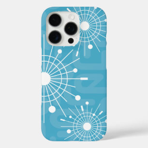 iPhone 16 Pro Case Sputnik atomique moderne Snowflake Noël Aqua