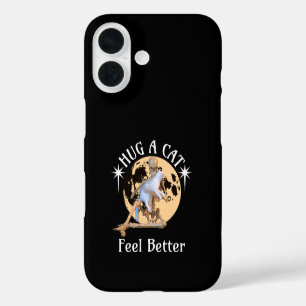 Coque Pour iPhone 16 Squelette de chat câlin au clair de lune Confort H
