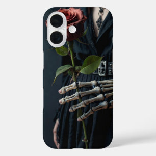 Coque Pour iPhone 16 Squelette gothique Rose Halloween