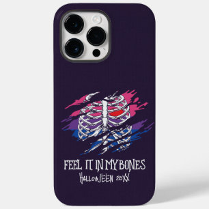 Coque Pour Pour iPhone 14 Pro Max Squelette sur Drapeau Bisexuel Couleurs Arrière -