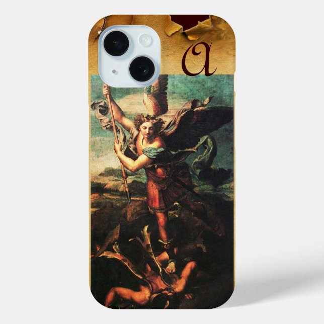 Coques Case-Mate iPhone St MICHAEL ARCHANGEL VANGUISHING SATAN Monogramme (Verso)