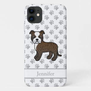 Case-Mate iPhone Case Staffie anglais bringé et blanc & nom