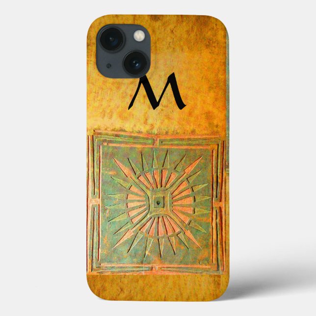 Coques Case-Mate iPhone STAR DU MATIN, Jaune, Brown, Monogramme noir (Verso)