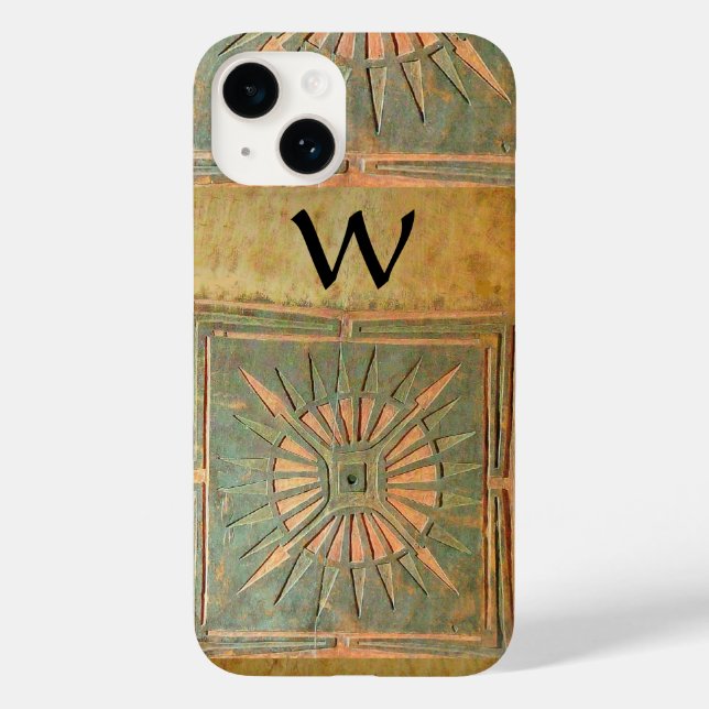 Coques Case-Mate iPhone STAR DU MATIN, Jaune, Brown, Monogramme noir (Verso)