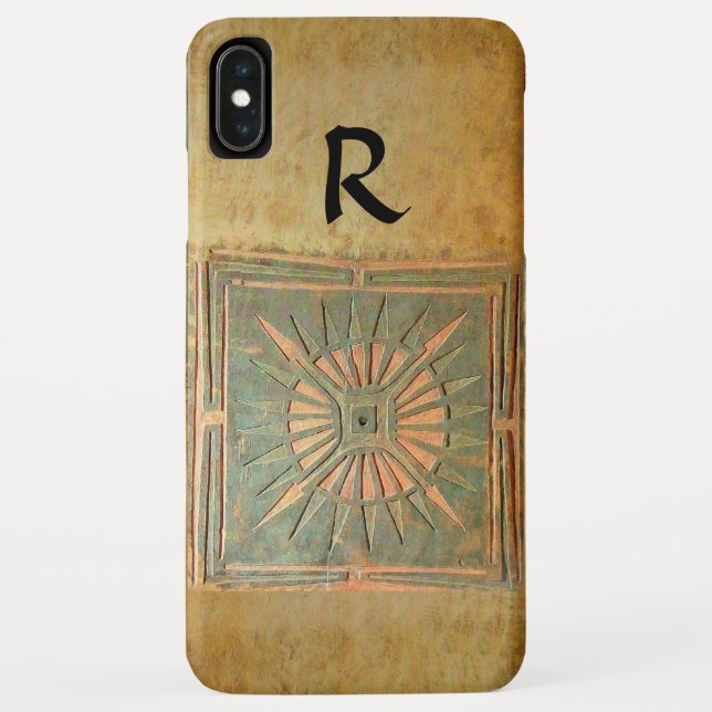 Coques Case-Mate iPhone STAR DU MATIN, Jaune, Brown, Monogramme noir (Dos)