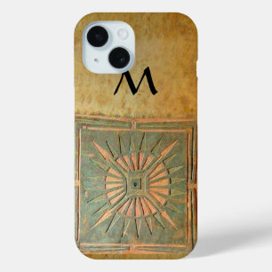 Coque Pour iPhone 15 STAR DU MATIN, Jaune, Brown, Monogramme noir