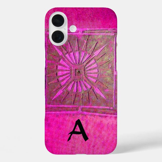 Coques Case-Mate iPhone STAR DU MATIN Rose, Fuchsia Black, Monogramme (Verso)