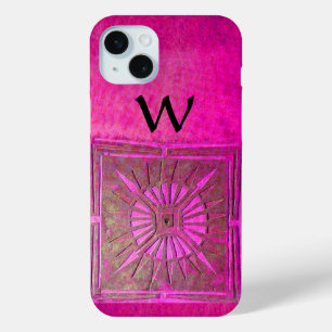 Coque iPhone 15 Mini STAR DU MATIN, Rose, Noir, Fuchsia Monogramme