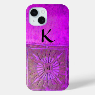 Coque Pour iPhone 15 STAR DU MATIN, Violet, Noir, Monogramme