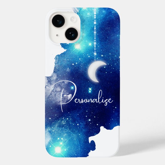 Coques Case-Mate iPhone Star Lune nuit ciel galaxie céleste bleu blanc (Verso)