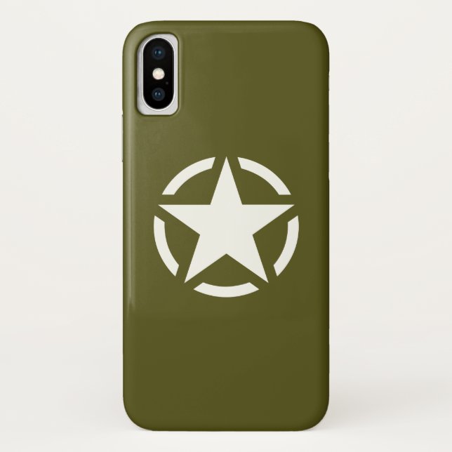 Coques Case-Mate iPhone Star Stencil Classic sur Khaki Green (Dos)