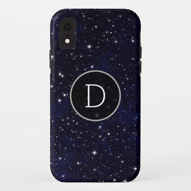 Coques Case-Mate iPhone Stars Space Galaxy Blue Cosmos Night Sky Monogramm (Dos)