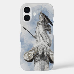 Coque Pour iPhone 16 Statue d'Athéna en aquarelle – Mythologie grecque 