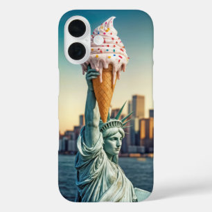 Coque Pour iPhone 16 Statue de la Liberté avec cône de glace