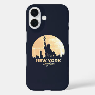Coque Pour iPhone 16 Statue de Silhouette de Liberty Skyline de New Yor