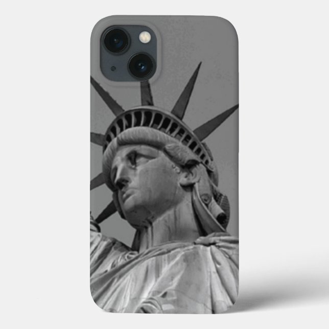 Coques Case-Mate iPhone Statue noire et blanche de Liberty New York (Verso)