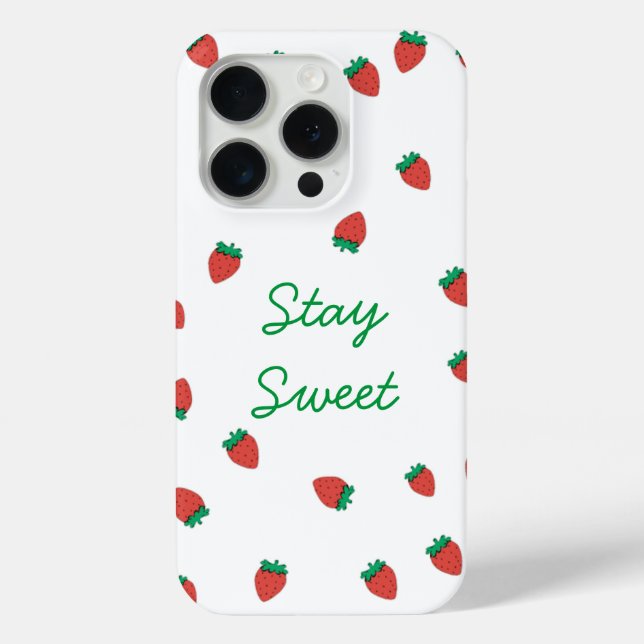 Coques Case-Mate iPhone "Stay Sweet : Strawberry Delight iPhone 15 Pro Coq (Verso)