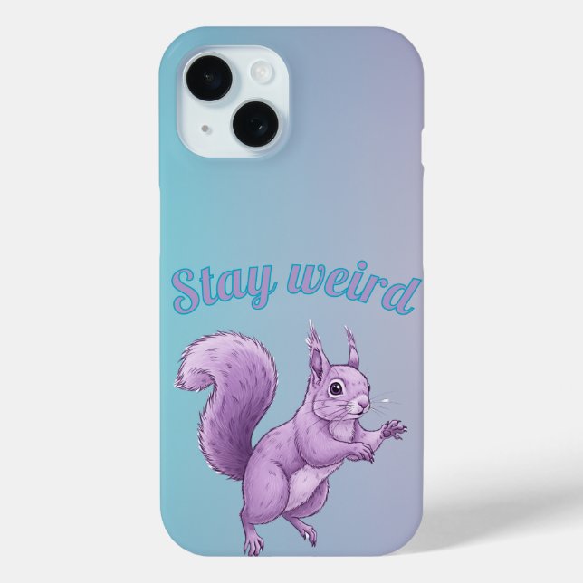Coques Case-Mate iPhone Stay Weird Purple Squirrel Cartoon Pastel Gradient (Verso)